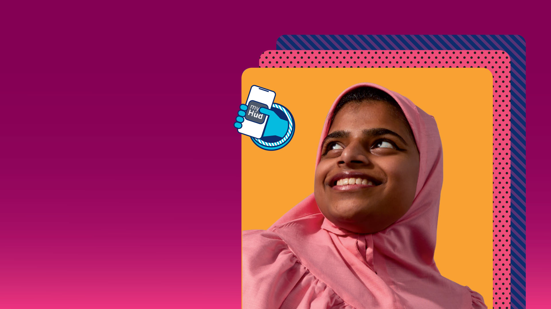 A campaign image of a student looking in the distance