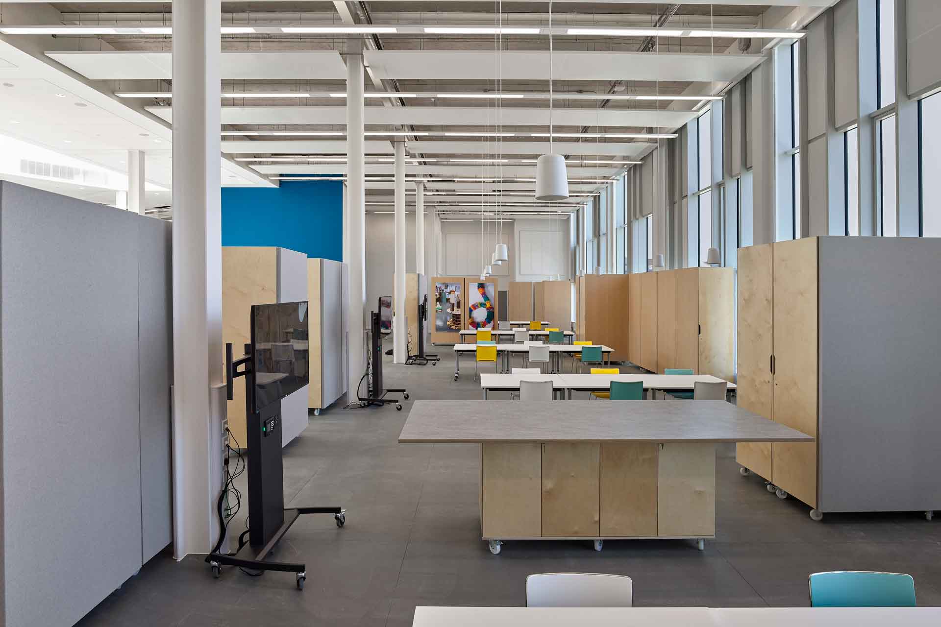 Collaborative work areas in the Barbara Hepworth Building