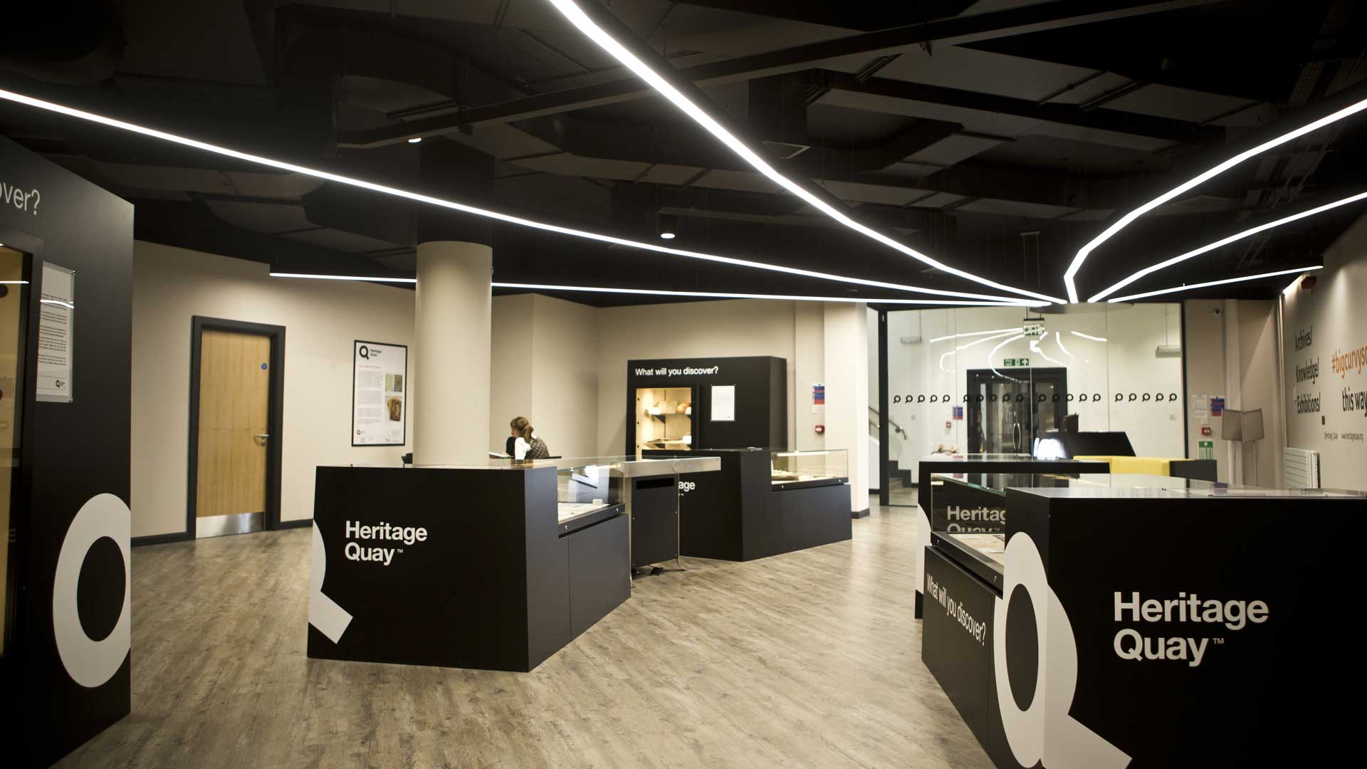 Picture of Heritage Quay's main room looking at the entrance.