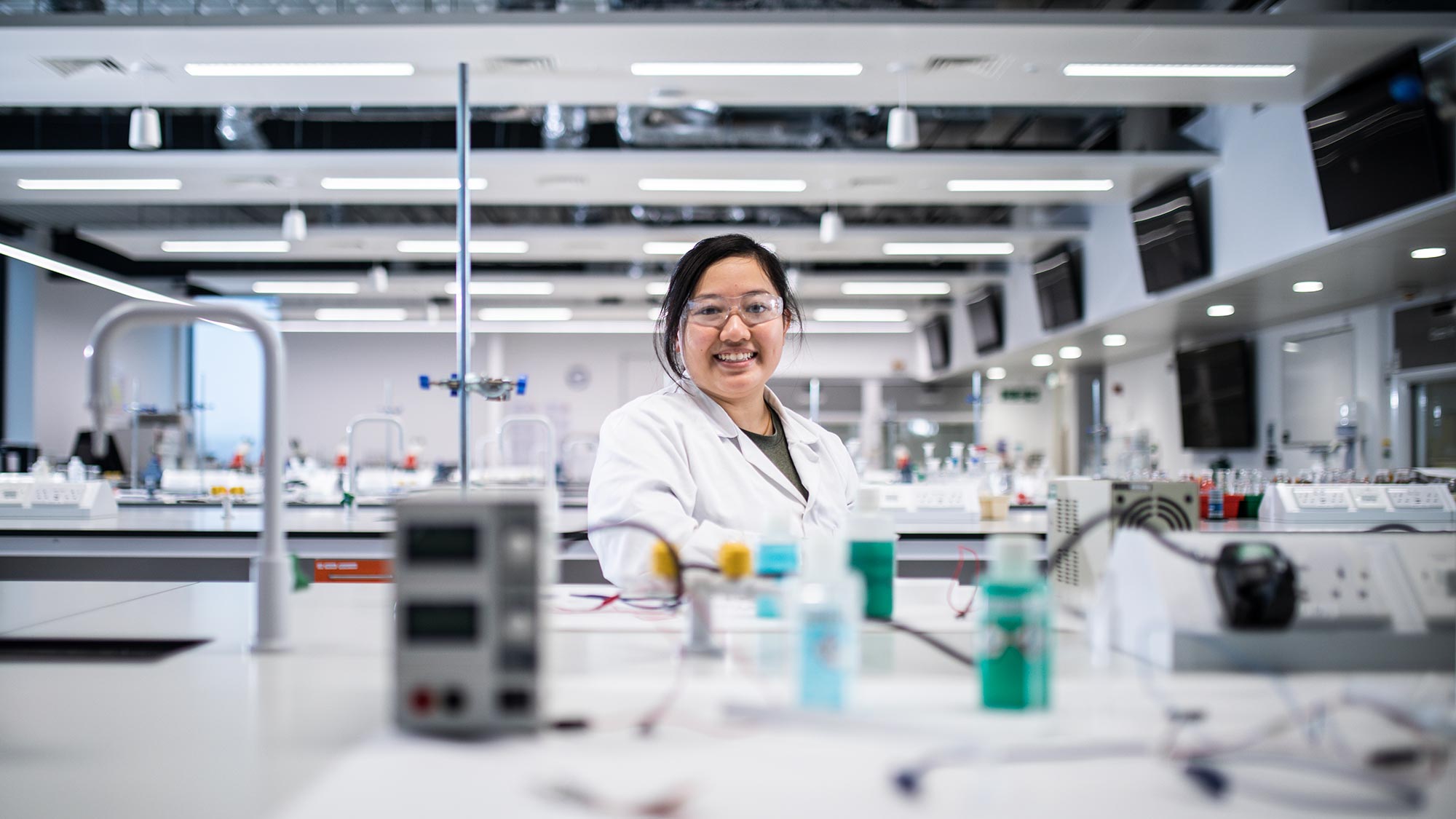 Xin Ling from Malaysia is in her lab where she studies her PhD course