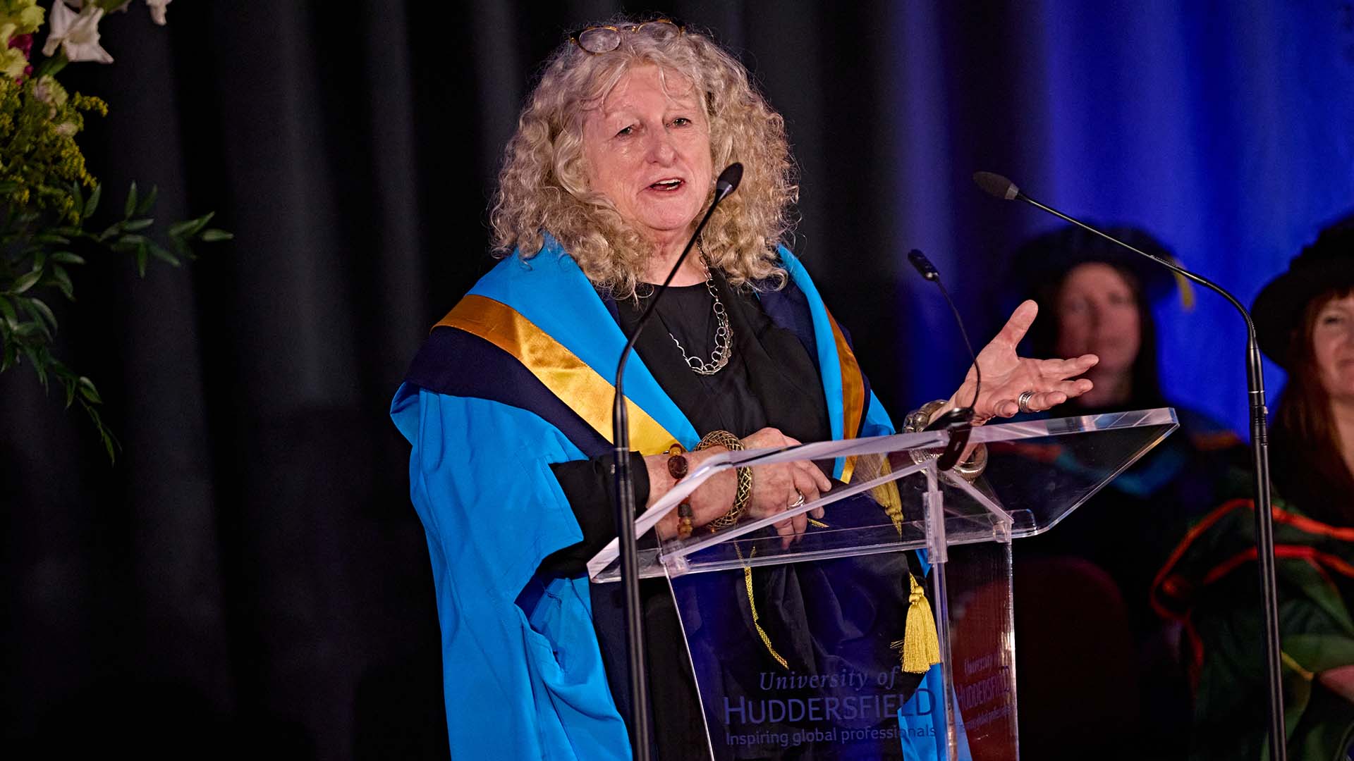 Jenny Beavan speaks at her graduation ceremony