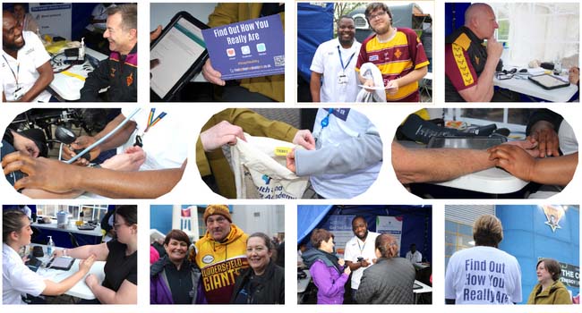 A montage of photos from Get Set Goal health check sessions