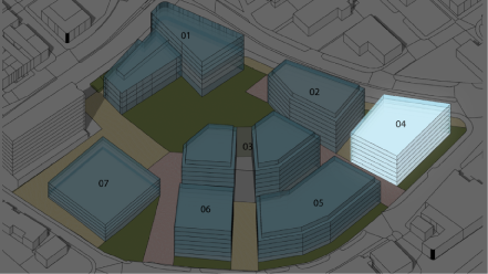 An illustration showing an outline of building being designed.
