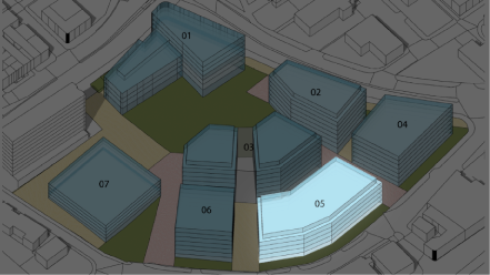 An illustration showing an outline of building being designed.