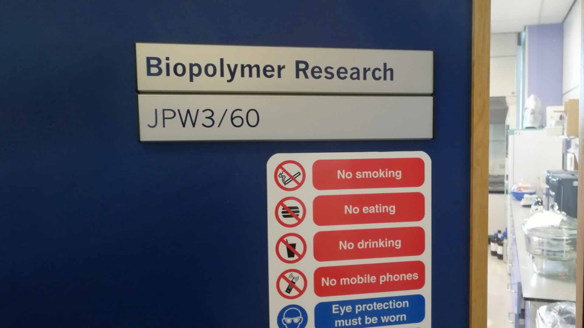 Door to Biopolymer Research Laboratory. 